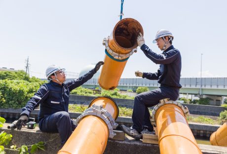 豪雨対策用 仮設大型排水ポンプ | 仮設水中ポンプの設置工事