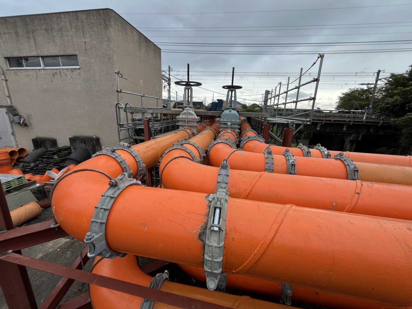 【豪雨対策】常設ポンプ施設更新に伴う仮設排水ポンプ設備（レンタル）　　☝さらに詳細は写真をクリック☝