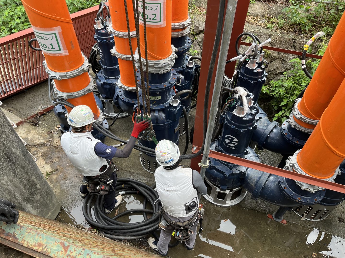 【豪雨対策】常設ポンプ施設更新に伴う仮設排水ポンプ設備（レンタル）　　☝さらに詳細は写真をクリック☝