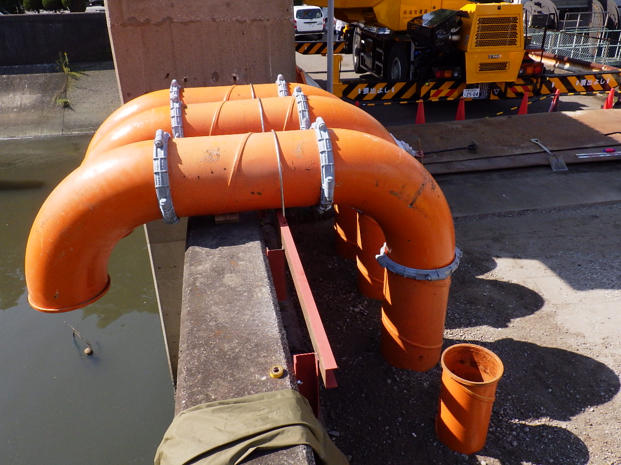 【豪雨対策】常設ポンプ修繕に伴う仮設排水ポンプ設備（レンタル）　　☝さらに詳細は写真をクリック☝